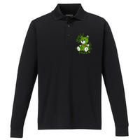 Chlorophyll Green White Color Match Performance Long Sleeve Polo