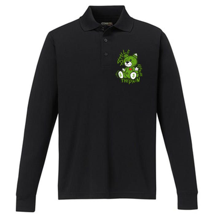 Chlorophyll Green White Color Match Performance Long Sleeve Polo