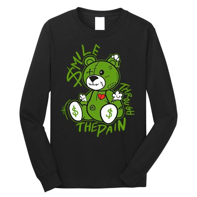 Chlorophyll Green White Color Match Long Sleeve Shirt