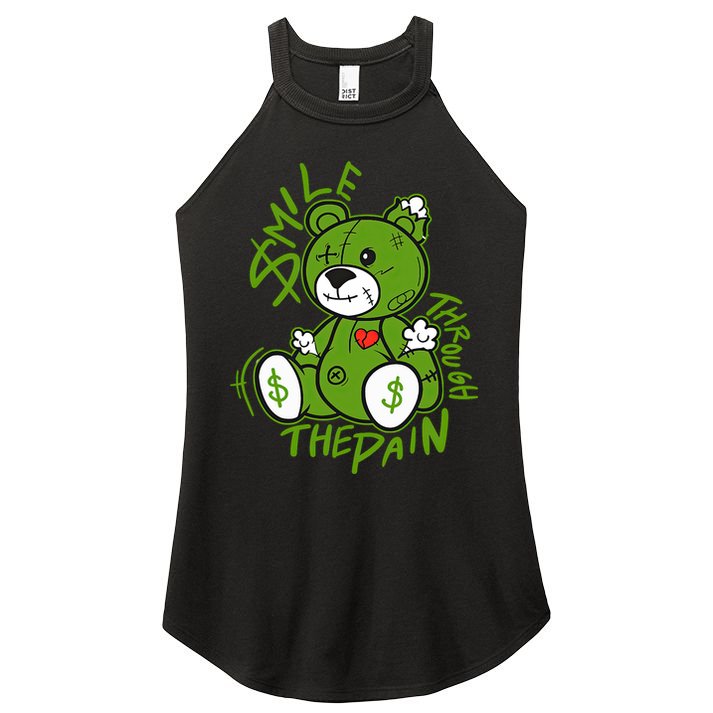 Chlorophyll Green White Color Match Women's Perfect Tri Rocker Tank