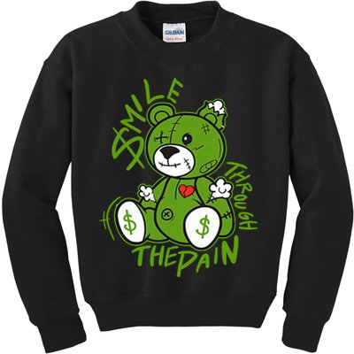 Chlorophyll Green White Color Match Kids Sweatshirt