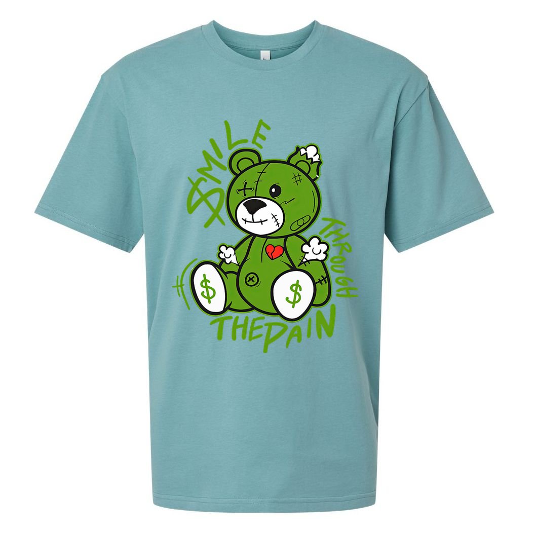 Chlorophyll Green White Color Match Sueded Cloud Jersey T-Shirt