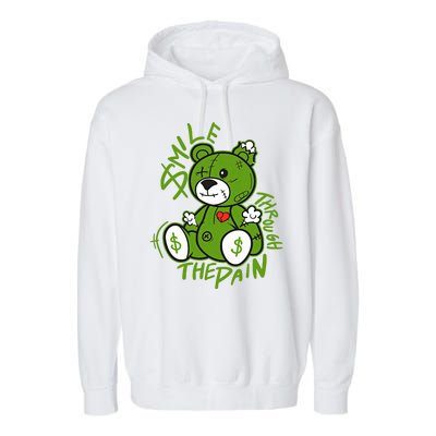 Chlorophyll Green White Color Match Garment-Dyed Fleece Hoodie