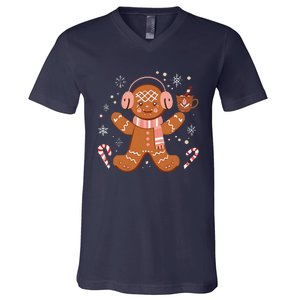 Cute Gingerbread Winter Fun Novelty V-Neck T-Shirt