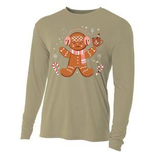 Cute Gingerbread Winter Fun Novelty Cooling Performance Long Sleeve Crew