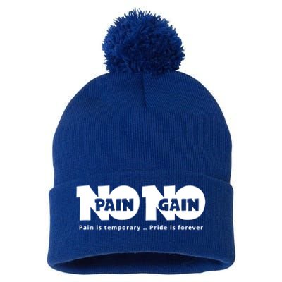 Creative Gift With A Motivate Quote No Pain No Gain Gift Pom Pom 12in Knit Beanie