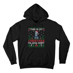 Cute Gift Wolf Santa Hat Matching Ugly Christmas Hoodie