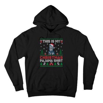 Cute Gift Wolf Santa Hat Matching Ugly Christmas Hoodie