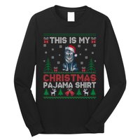 Cute Gift Wolf Santa Hat Matching Ugly Christmas Long Sleeve Shirt