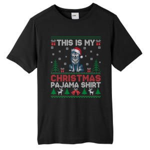 Cute Gift Wolf Santa Hat Matching Ugly Christmas Tall Fusion ChromaSoft Performance T-Shirt