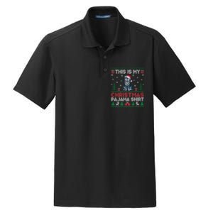 Cute Gift Wolf Santa Hat Matching Ugly Christmas Dry Zone Grid Polo