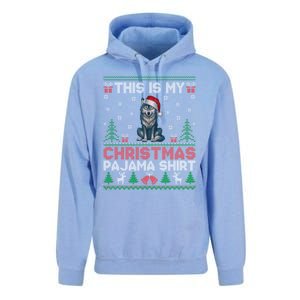 Cute Gift Wolf Santa Hat Matching Ugly Christmas Unisex Surf Hoodie