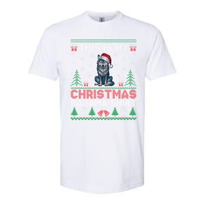 Cute Gift Wolf Santa Hat Matching Ugly Christmas Softstyle CVC T-Shirt