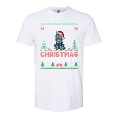 Cute Gift Wolf Santa Hat Matching Ugly Christmas Softstyle CVC T-Shirt