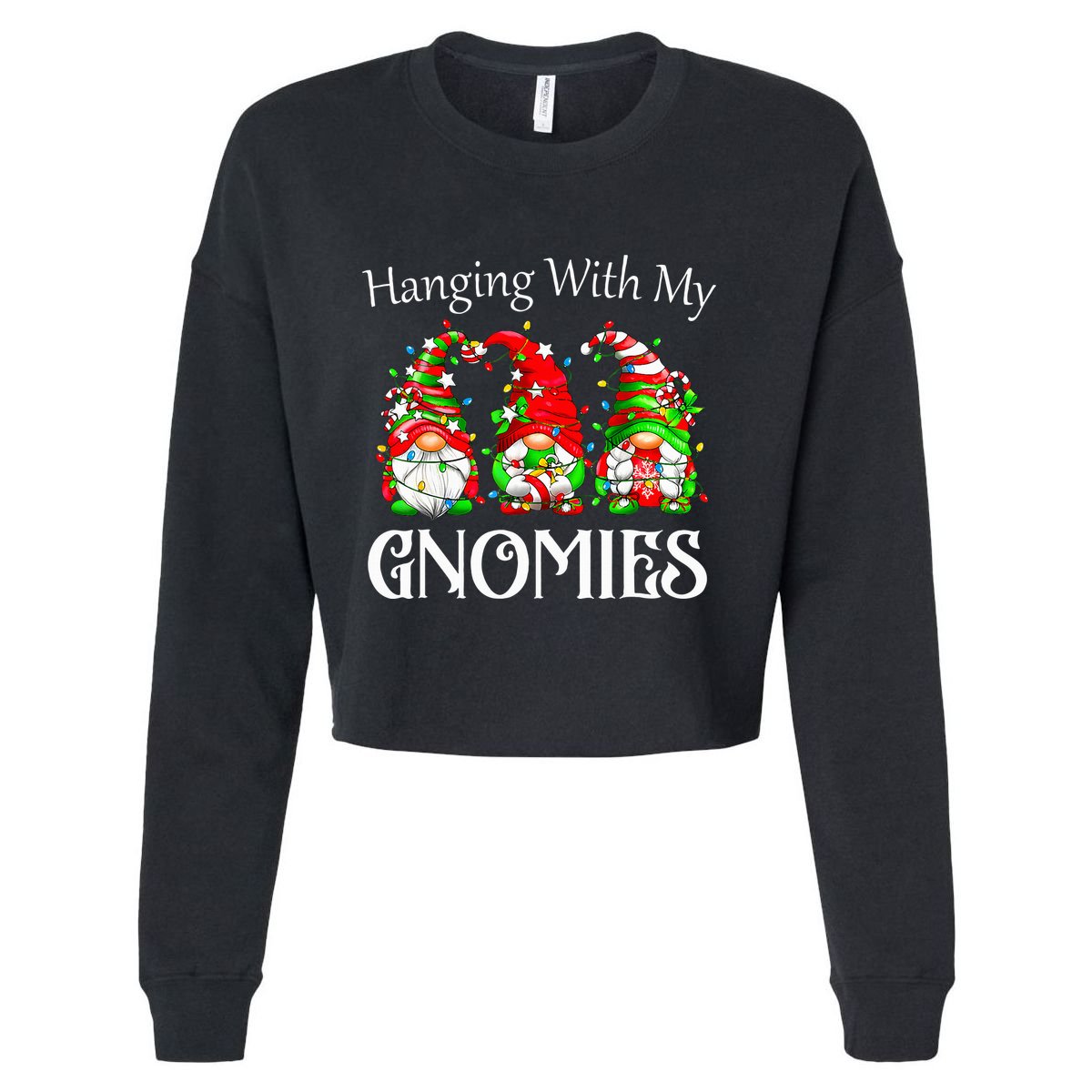 Christmas Gnome With My Gnomies Family Pajamas Cropped Pullover Crew