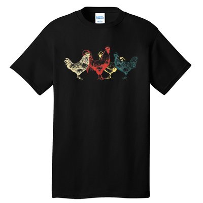 Chicken Group With Rooster Agriculture Farmer Tall T-Shirt