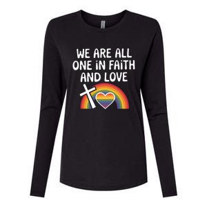 Cute Gift We Are All One In Faith And Love Lgbtq Pride Unity Lgbt Womens Cotton Relaxed Long Sleeve T-Shirt