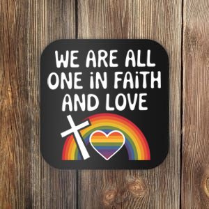 Cute Gift We Are All One In Faith And Love Lgbtq Pride Unity Lgbt Coaster