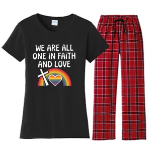 Cute Gift We Are All One In Faith And Love Lgbtq Pride Unity Lgbt Women's Flannel Pajama Set