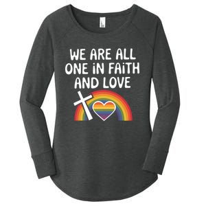 Cute Gift We Are All One In Faith And Love Lgbtq Pride Unity Lgbt Women's Perfect Tri Tunic Long Sleeve Shirt