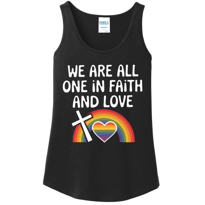 Cute Gift We Are All One In Faith And Love Lgbtq Pride Unity Lgbt Ladies Essential Tank