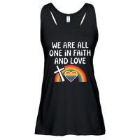 Cute Gift We Are All One In Faith And Love Lgbtq Pride Unity Lgbt Ladies Essential Flowy Tank