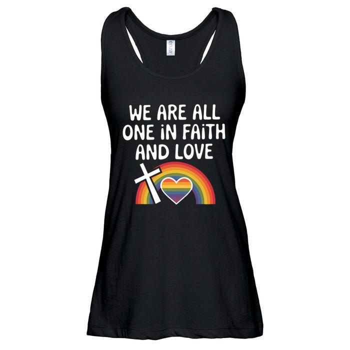 Cute Gift We Are All One In Faith And Love Lgbtq Pride Unity Lgbt Ladies Essential Flowy Tank