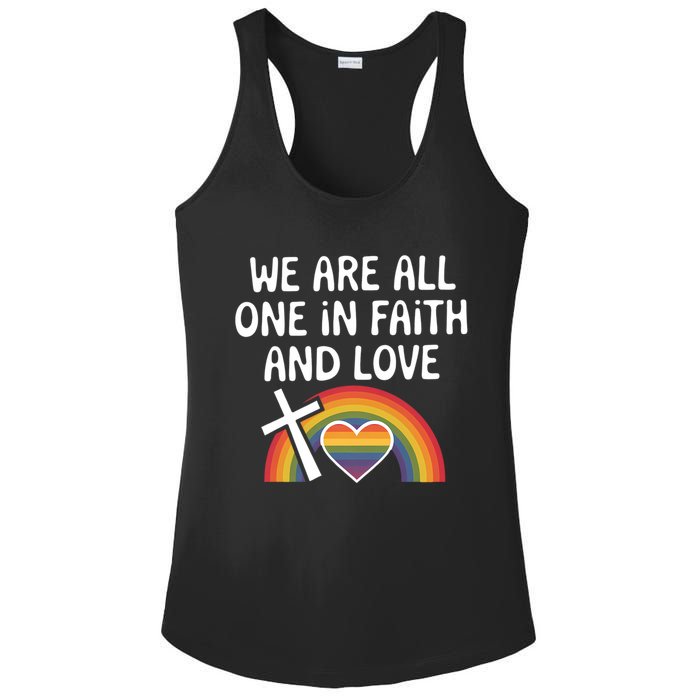 Cute Gift We Are All One In Faith And Love Lgbtq Pride Unity Lgbt Ladies PosiCharge Competitor Racerback Tank