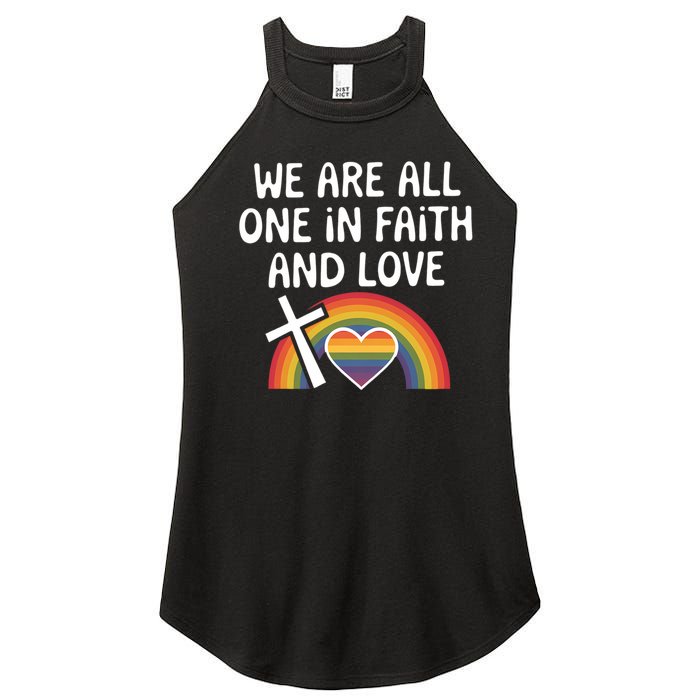 Cute Gift We Are All One In Faith And Love Lgbtq Pride Unity Lgbt Women's Perfect Tri Rocker Tank