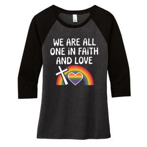 Cute Gift We Are All One In Faith And Love Lgbtq Pride Unity Lgbt Women's Tri-Blend 3/4-Sleeve Raglan Shirt