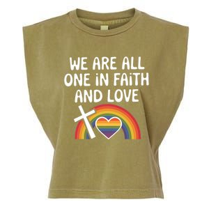 Cute Gift We Are All One In Faith And Love Lgbtq Pride Unity Lgbt Garment-Dyed Women's Muscle Tee