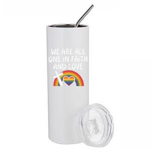 Cute Gift We Are All One In Faith And Love Lgbtq Pride Unity Lgbt Stainless Steel Tumbler