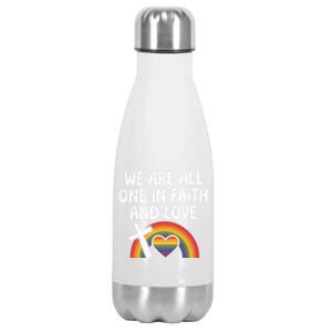 Cute Gift We Are All One In Faith And Love Lgbtq Pride Unity Lgbt Stainless Steel Insulated Water Bottle