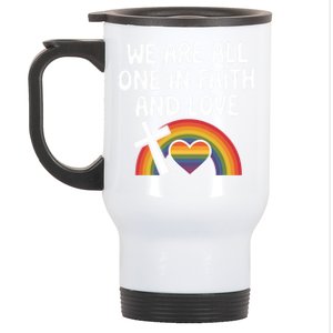 Cute Gift We Are All One In Faith And Love Lgbtq Pride Unity Lgbt Stainless Steel Travel Mug