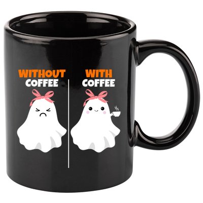 Cute Ghost Without Coffee With Coffee Halloween Cute Gift 11oz C Handle Ceramic Mug