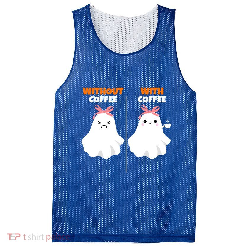 Cute Ghost Without Coffee With Coffee Halloween Cute Gift Mesh Reversible Basketball Jersey Tank