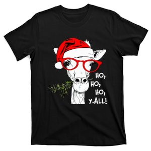 Cute Giraffe With Santa Hat Merry Xmas Giraffe Lover  T-Shirt