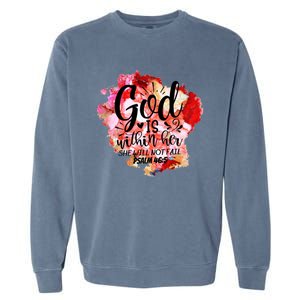 Christian God's Within Her She Will Not Fail Bible Religious Funny Gift Garment-Dyed Sweatshirt