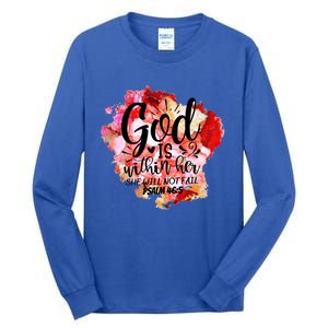 Christian God's Within Her She Will Not Fail Bible Religious Funny Gift Tall Long Sleeve T-Shirt