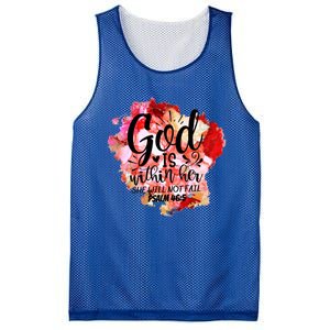 Christian God's Within Her She Will Not Fail Bible Religious Funny Gift Mesh Reversible Basketball Jersey Tank