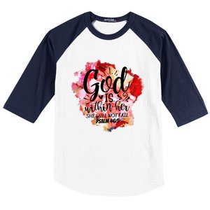 Christian God's Within Her She Will Not Fail Bible Religious Funny Gift Baseball Sleeve Shirt