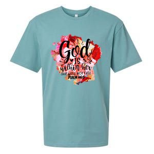 Christian God's Within Her She Will Not Fail Bible Religious Funny Gift Sueded Cloud Jersey T-Shirt