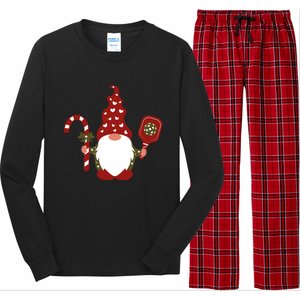 Christmas Gnome With Candy Cane And Pickleball Funny Gift Long Sleeve Pajama Set