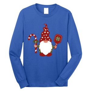 Christmas Gnome With Candy Cane And Pickleball Funny Gift Long Sleeve Shirt