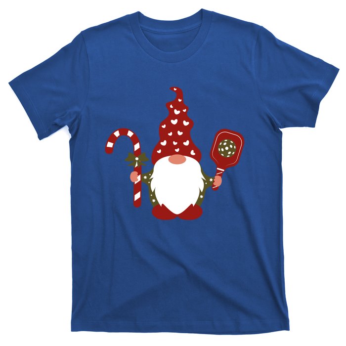 Christmas Gnome With Candy Cane And Pickleball Funny Gift T-Shirt