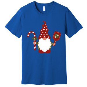 Christmas Gnome With Candy Cane And Pickleball Funny Gift Premium T-Shirt