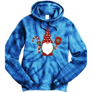 Christmas Gnome With Candy Cane And Pickleball Funny Gift Tie Dye Hoodie