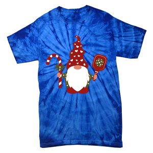 Christmas Gnome With Candy Cane And Pickleball Funny Gift Tie-Dye T-Shirt