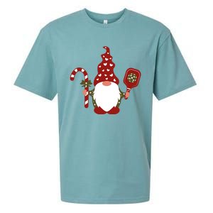 Christmas Gnome With Candy Cane And Pickleball Funny Gift Sueded Cloud Jersey T-Shirt