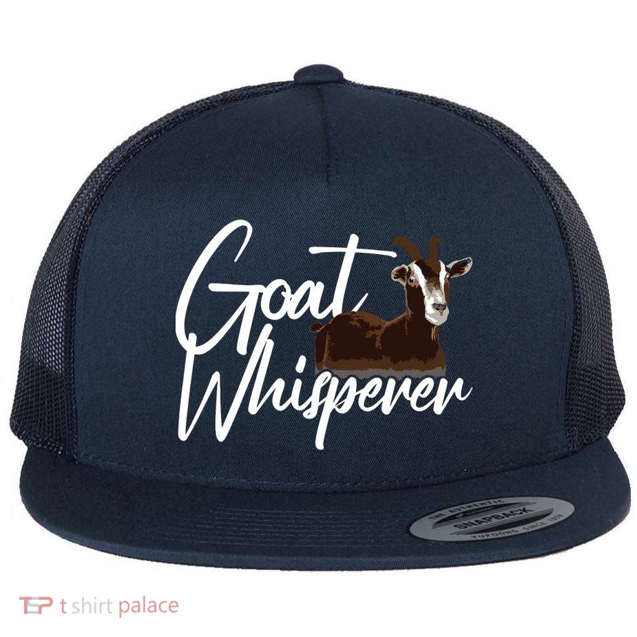 Cute Goat Whisperer Design For Men Women Goat Farmer Lover Flat Bill Trucker Hat